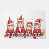 Persian Cat Christmas Dress Santa Hat ドアマット (正面)