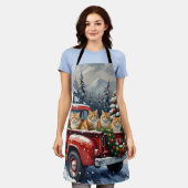 Persian Cat Christmas Red Truck Holiday エプロン (着用した状態)