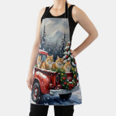 Persian Cat Christmas Red Truck Holiday エプロン (インサイチュ)