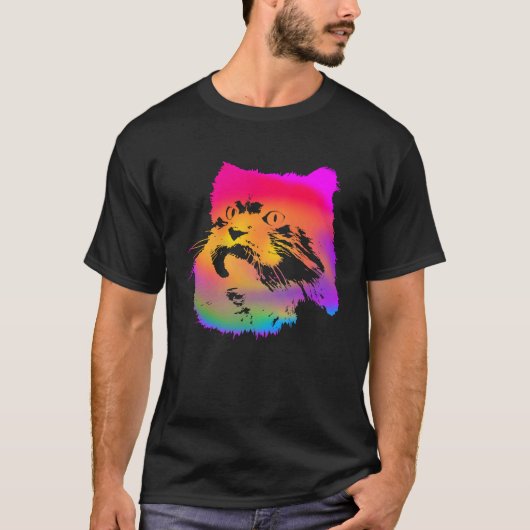 Persian Cat Cute Rainbow Cats Graphic Kitten Tシャツ (正面)