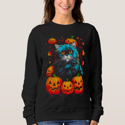 Persian Cat Halloween スウェットシャツ (正面)