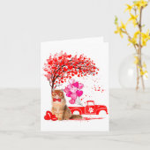 Persian Cat Heart Tree Valentines Day  カード (黄色い花)