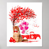 Persian Cat Heart Tree Valentines Day  ポスター (正面)