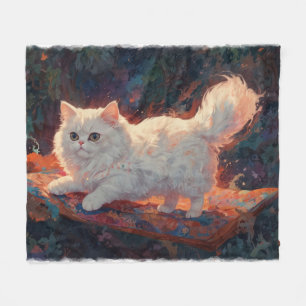 Persian Cat on a 飛んでいる Carpet フリースブランケット