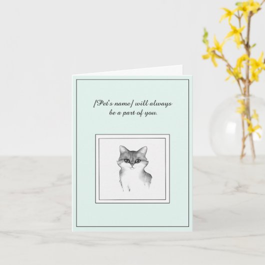 Persian Cat Pet Sympathy Folded Greeting Card カード (黄色い花)