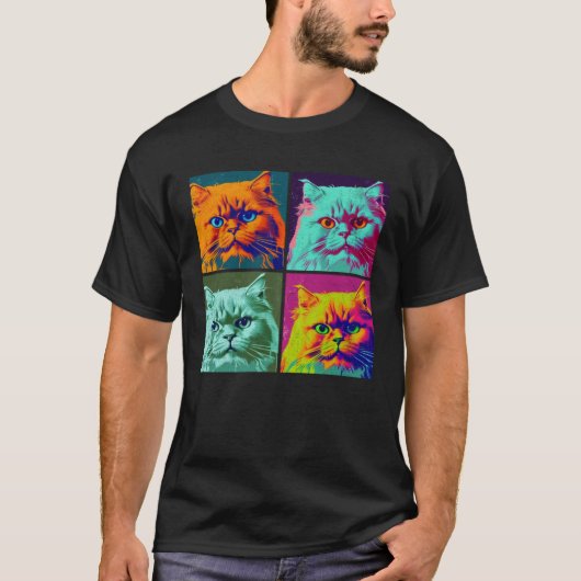 Persian Cat Pop Illustration Colorful Animal Men   Tシャツ (正面)