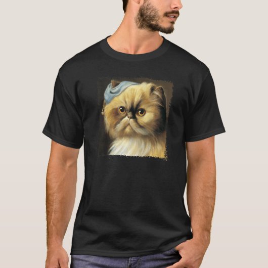 Persian cat with a pear earring classical parody f tシャツ (正面)
