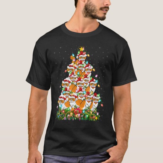 Persian Cat Xmas Santa Persian Cat Christmas Tre Tシャツ (正面)