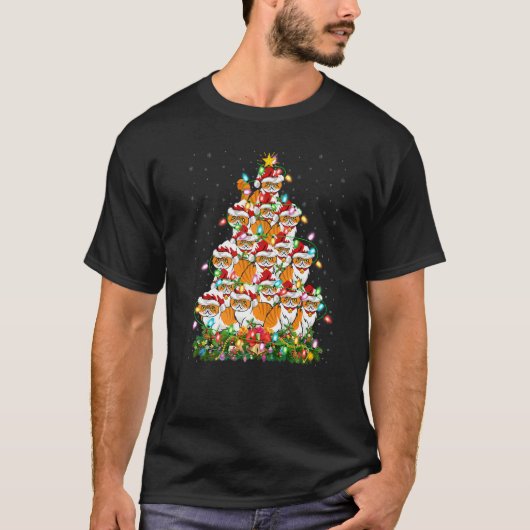 Persian Cat  Xmas Santa Persian Cat Christmas Tree Tシャツ (正面)