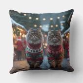 Persian Cats Christmas Snow Holiday クッション (裏面)