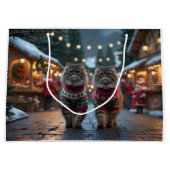 Persian Cats Christmas Snow Holiday ラージペーパーバッグ (正面)