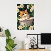 Persian In Bathtub Poster, Funny Cat Poster ポスター (ホームオフィス)