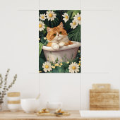 Persian In Bathtub Poster, Funny Cat Poster ポスター (キッチン)