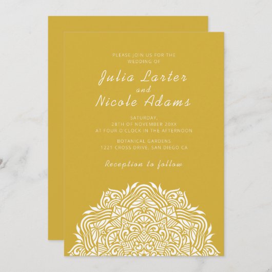 Persian Jewel Arch Ordinate Mandala Wedding 招待状 (正面/裏面)