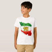 Persian Lion & Sun Kids T-Shirt | Iran Map Boys Sh Tシャツ (正面フル)