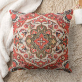 Persian Medallion Deep Red Olive Floral Arabesqu クッション (ブランケット)