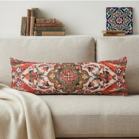 Persian Medallion Deep Red Olive Floral Arabesqu ボディピロー