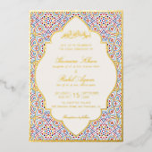 Persian Mihrab Artistic Islamic Wedding 箔招待状 (正面)