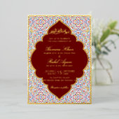 Persian Mihrab Artistic Islamic Wedding 箔招待状 (立ち正面)