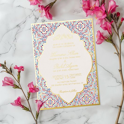 Persian Mihrab Artistic Islamic Wedding 箔招待状