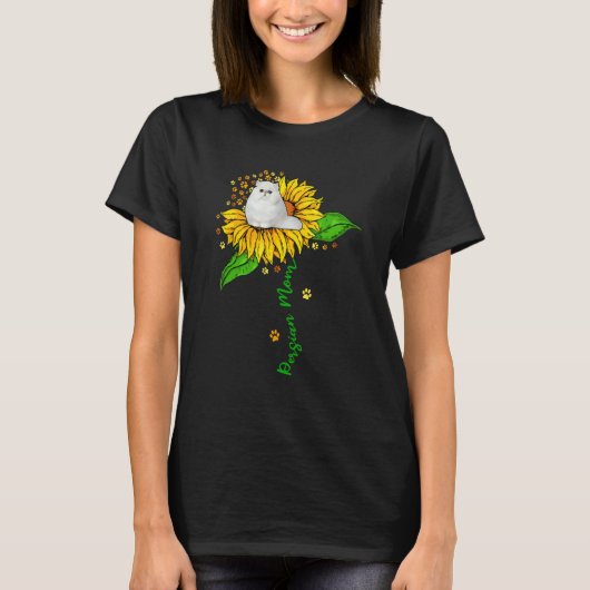 Persian Mom Cute Cat On Sunflower Paws Lover Mothe Tシャツ (正面)