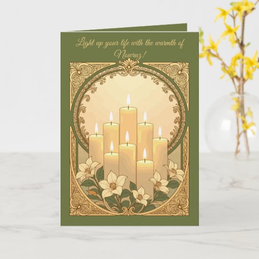 Persian New Year Candles Sham of Enlightenment カード (黄色い花)