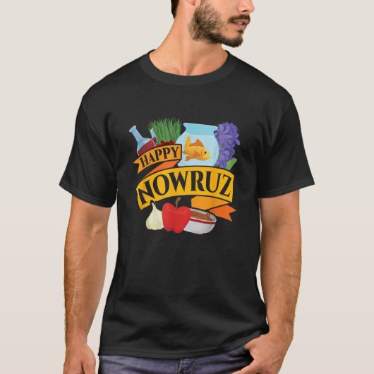 Persian New Year Designs Happy Nowruz Haft Seen Ar Tシャツ (正面)