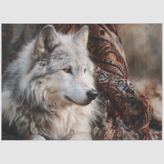 Persian Rug White Wolf Portrait 薄葉紙 (正面)
