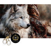 Persian Rug White Wolf Portrait 薄葉紙