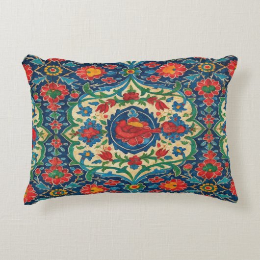 Persian Tile Art Throw Pillow – Colorful Tradition アクセントクッション (正面)