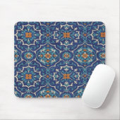 Persian Tile Pattern Mouse Pad – Elegant Blue Geom マウスパッド (マウス)