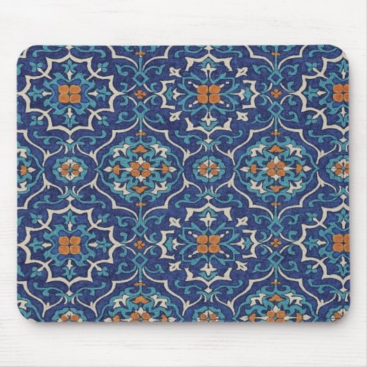 Persian Tile Pattern Mouse Pad – Elegant Blue Geom マウスパッド (正面)