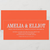 Persimmon Blue Oversized Bold Name Wide Wedding 招待状 (正面/裏面)