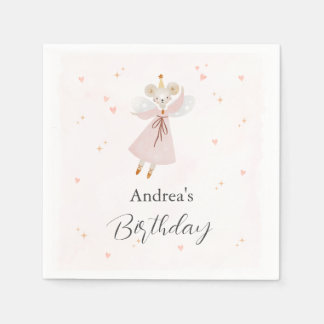 Persinalized Pastel Pink Baby Mouse Cute Napkin スタンダードカクテルナプキン