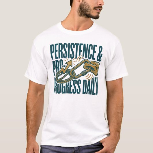 Persistence & Progress Daily | Motivational Fitnes Tシャツ (正面)