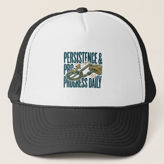 Persistence & Progress Daily Motivational Trucker  キャップ (正面)