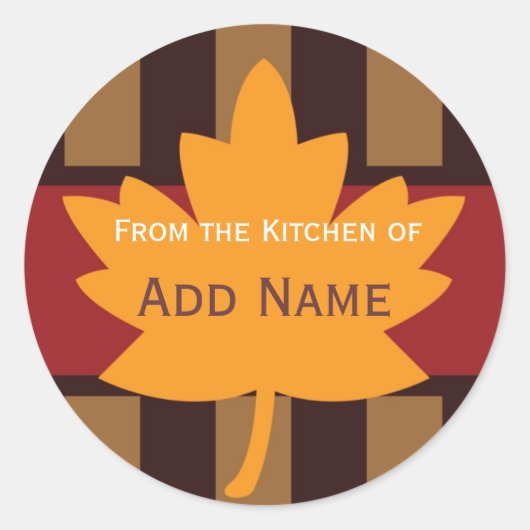 Persoanized Autumn "from the kitchen of"ステッカー ラウンドシール (正面)