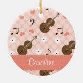 Persoanlizedのピンクのチェロのオーナメント セラミックオーナメント (裏面)
