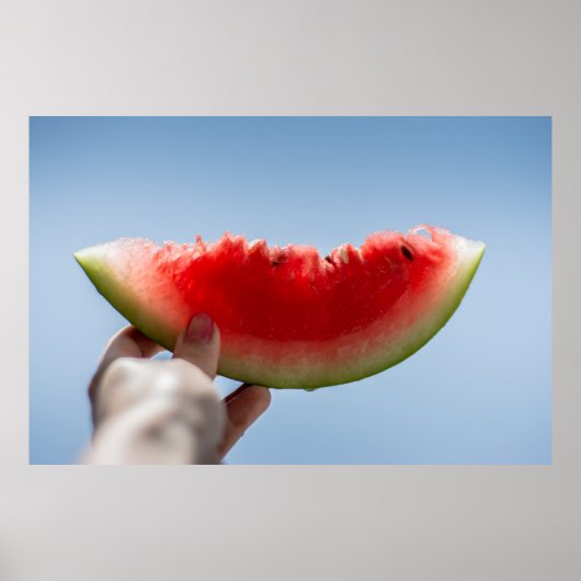 Person holding sliced watermelon ポスター (正面)