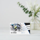 Person Riding Deep Blue Sports Bike | Motorcyclist 名刺 (スタンド正面)