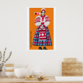 Person Soviet Union Mid-Century Matchbox Label ポスター (キッチン)