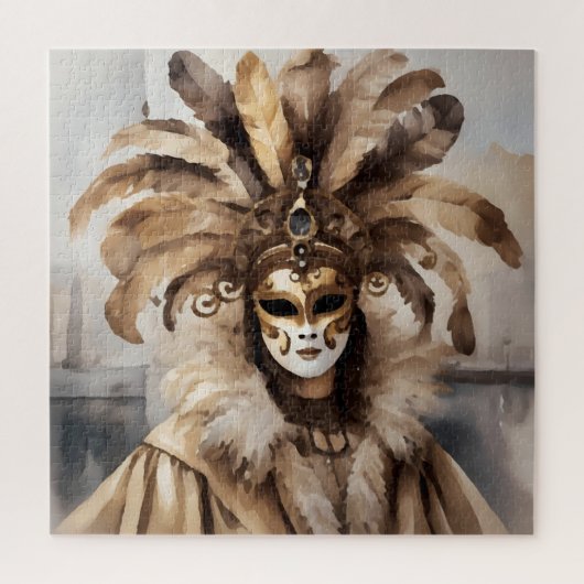 Person wearing Venetian mask ジグソーパズル (縦)