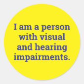 person with visual and hearing impairment ラウンドシール (正面)