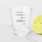 Person Woman Camera TV おもしろい Trump ショットグラス (裏面)