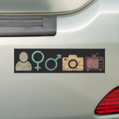 Person Woman Man Camera TVのシンボルとアイコン バンパーステッカー (車上)