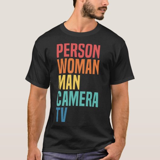 Person Woman Man Camera TVテスト認識のミームRet Tシャツ (正面)