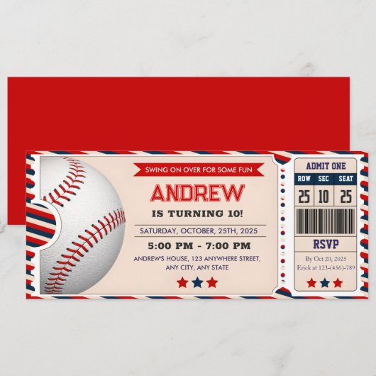 Persona Baseball ticket birthday 招待状 (正面/裏面)