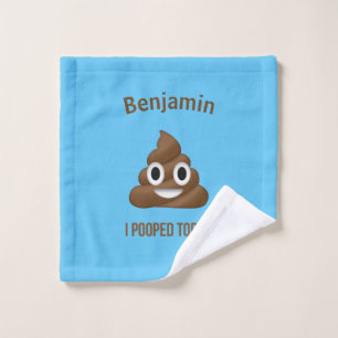 PersonaIfied I Pooped Today Poo Emoji on Blue ウォッシュタオル