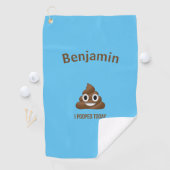 PersonaIfied I Pooped Today Poo Emoji on Blue ゴルフタオル (インサイチュ)