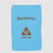 PersonaIfied I Pooped Today Poo Emoji on Blue ゴルフタオル (正面)